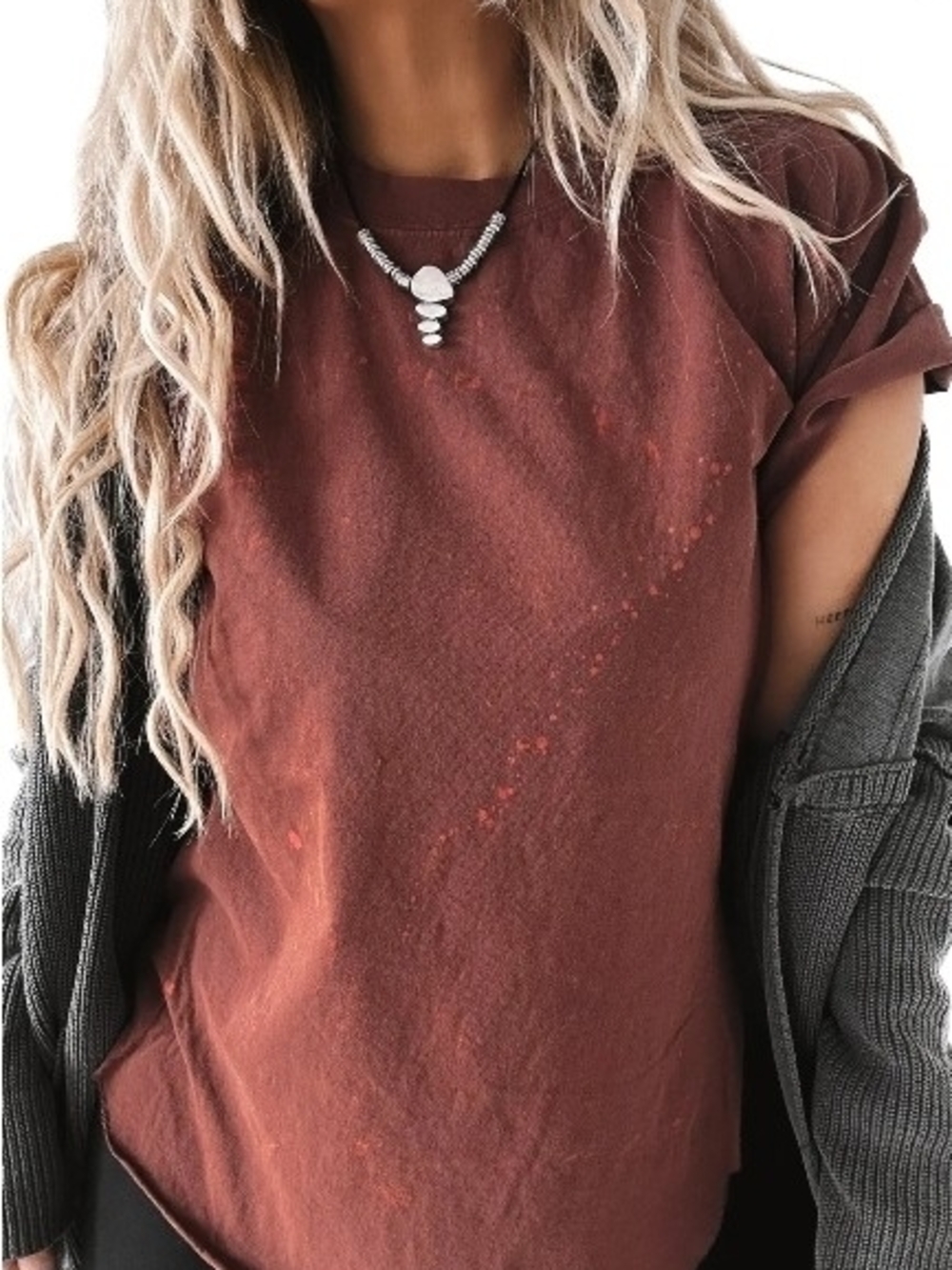 Rust Short-Sleeve Tee with Red Splatter - Unbranded